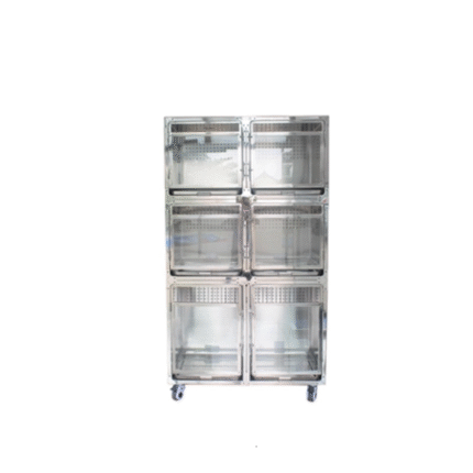 6 Doors Stainless Steel Cages Veterinary Display Cage Professional Vet Cages for Cats and Dogs