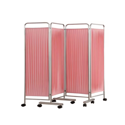 Medical Stainless Steel Ward Screen Partition Blackout Curtain with Casters Folding Hospital Privacy Screen Black Color